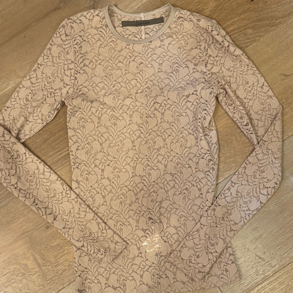 Enzo costa lace nude crew neck